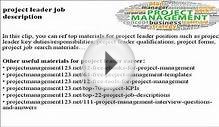 Project leader job description